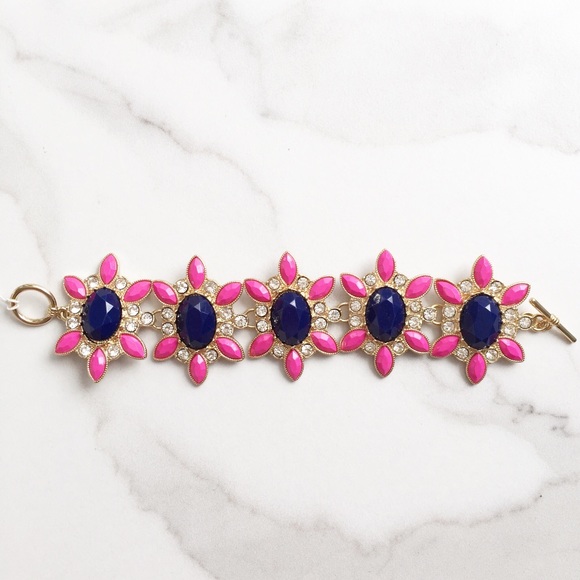 J. Crew Factory pink & blue statement bracelet - Picture 2 of 5